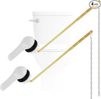 Hygie Rinse 2PCS Universal Metal Toilet Handle Replacement Kit Front Mount Toilet Lever Compatible with TOTO/Glacier Bay/Gerber, Toilet Flush Handle with Flapper Chain, White