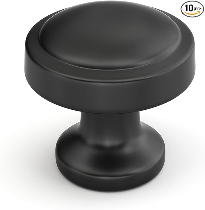 10 Pack Black Cabinet Knobs Round Drawer Knobs for Kitchen Bathroom Black Cabinet Hardware for Dresser Drawers,Aluminum Alloy