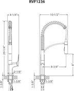 Ruvati Seneca Stainless Steel Single Handle Pull Down Kitchen Faucet Modern Sharp Style with Pre-Rinse Sprayer - RVF1236BN