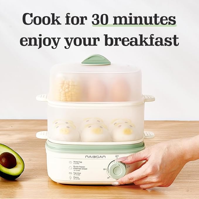 12 Egg Cooker For Hard Boiled Eggs, 5-Speed Timing Function, Medium, Egg Poacher, Rapid Egg Boiler With Auto Shut Off, Electric Food Steamer For Cooking Vegetables, Egg Boiler.