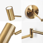Indoor Wall Light Adjustable Swing Arm 5W LED Metal Wall Lamp 3000K Warm White Retro Vintage Industrial Wall Sconce, for Living Room Bedroom Hallway Corridor Stairs Hall, Gold