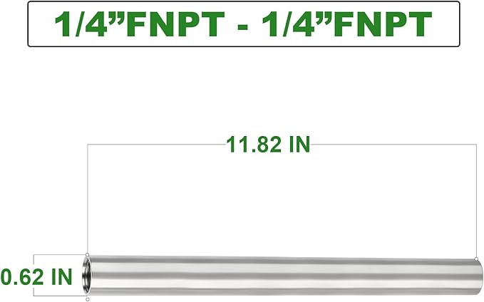 TAISHER 2PCS Stainless Steel Pipe Fittings, 1/4" NPT x 1/4" NPT Female Threaded, 12" Length Nipple Cast Pipe