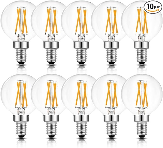 BRIMAX 10 Pack G16.5 Light Bulbs,Dimmable 6W E12 LED Bulbs Equivalent 60W,Small Globe Bulbs 600lm, 2700K Warm White,AC120V,Flicker Free for Ceiling Fans Pendant Chandelier Bathroom