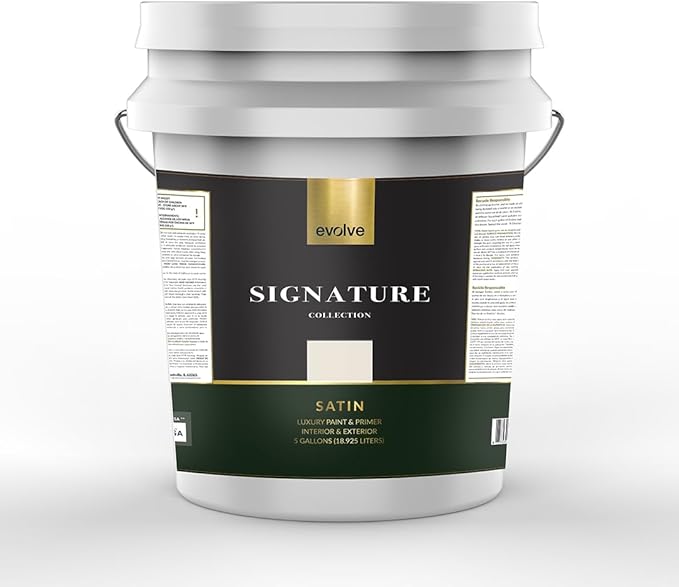 EVOLVE Signature Paint & Primer: Luxury Paint & Primer for Indoor & Outdoor Surfaces, Minimal Odor, Satin Sheen (Citrus Yellow, 5 Gallon)