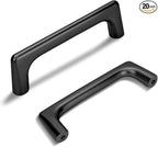 20 Pack 3.75 Inch(96mm) Hole Center Matte Black Modern Drawer Pulls Timeless Cabinet Pull Handle Vanity Pull Handle Classic Kitchen Cabinet Hardware, Screws Included, M-Black(3.75x20)