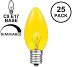 Novelty Lights 500 Case C9 Outdoor Christmas Replacement Bulbs, Yellow, E17/C9 Intermediate Base, 7 Watt
