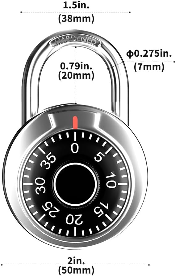 FIGODE® Locker Lock, 2 in. Combination Lock, Keyless Padlock for Gym and School Lockers, Black Dial Lock, 5 Pack