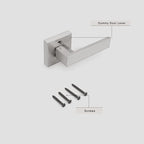 Gobrico 3 Pack Square Door Levers Satin Nickel Decorative Interior Door Locks Handles Square Rosette(Keyless One-Side Door Handles with Screws)