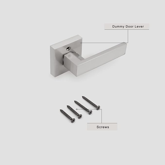 Gobrico Square Inactive Door Levers Closets French Doors Handles in Satin Nickel 6 Pack Heavy Duty Dummy Levers (Right-Handed Left-Handed Door Locksets)