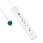 TROND 360° Rotating Plug Surge Protector Power Strip, Flat Plug Power Strip with 2 USB C and 2 USB A, 1440J Surge Protector, Wall Mountable, Flat Extension Cord 3ft for Home Office Dorm, White