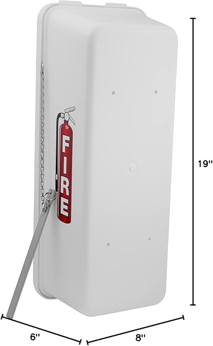 PRO&Family Fire Extinguisher Cabinet Fire Extinguisher Box Outdoor Fire Cabinet Mounted Fire Extinguisher Cabinet Fire Extinguisher Cover (10, White with Breaker Bar Attachment, 10 lb)