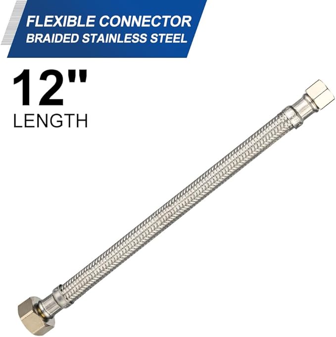 10-Pack EFIELD 12-inch Length Faucet Supply Lines, 1/2" FIP x 3/8" COMP Faucet Hose, Stainless Steel Braided Supply Line,(HOSE043-10PCS)