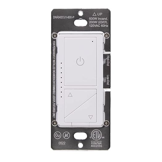 Maxxima 3-Way/Single Pole Digital Dimmer Wall Light Switch - Featuring Brightness Indicator Lights, 600 Watt, LED Compatible, Decorative Screwless White Wall Plate Cover Included