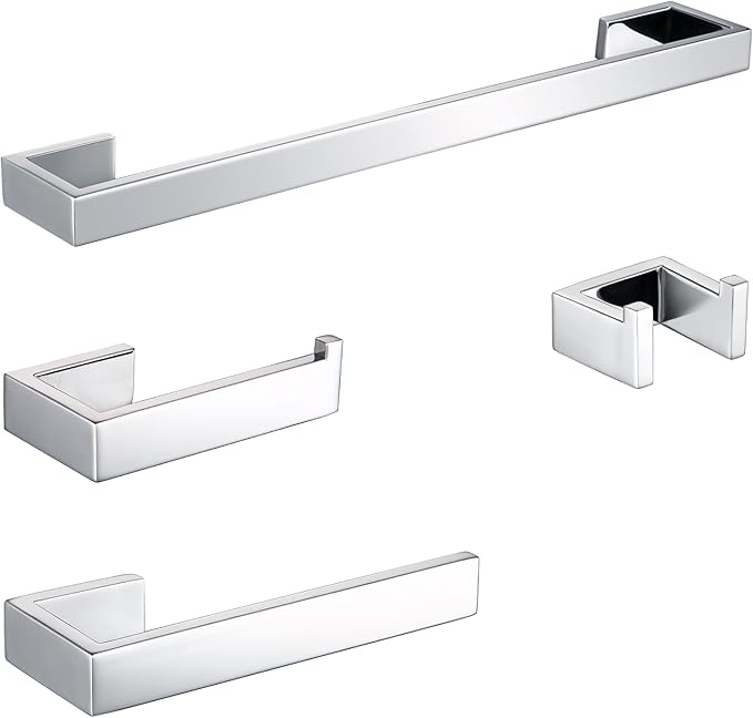 BAGNOLUX Bathroom Hardware Set, Bath Towel Holder Set SUS304 Stainless Steel, Towel Rack for Wall Mounted, Chrome Bathroom Accessories Set Fixture Heavy Duty, Polished Chrome