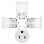 4 Pack, Light Socket to Plug Adapter, Convert Light Bulb Socket to Outlet Adapter (White).