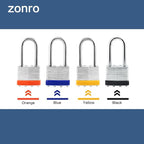 ZonRo Locks Laminated Steel Keyed Padlock, Keyed Alike Locks,1-9/16"(40mm) Wide Body,Long Shackle Padlock, Blue Plastic Hoop, Pack of 12 …
