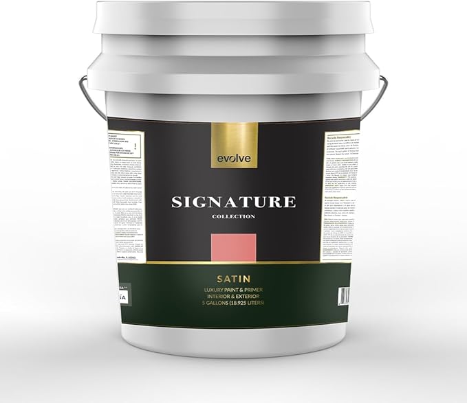 EVOLVE Signature Paint & Primer: Luxury Paint & Primer for Indoor & Outdoor Surfaces, Minimal Odor, Satin Sheen (Claycourt Red, 5 Gallon)