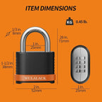 4 Digit Heavy Duty Combination Lock, Weatherproof Combo Padlock for Outdoor Use – Suitable for Sheds, Fences, Gates, Hasps & Storage Units，6 Pack (Matte Black)