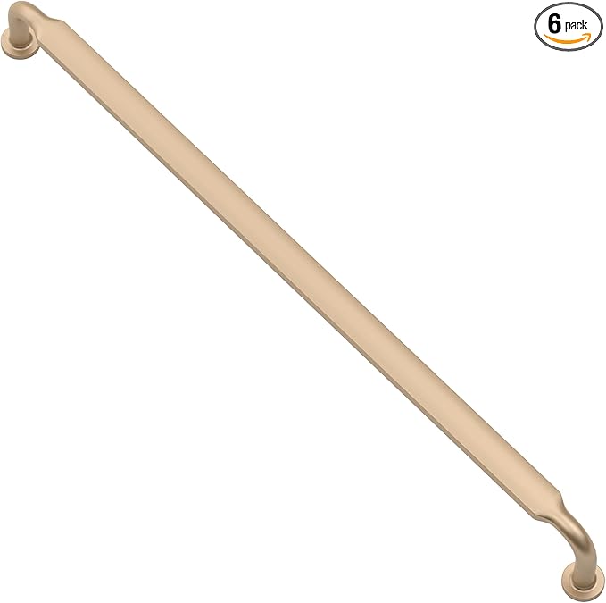 Alzassbg 6 Pack Brushed Gold Cabinet Handles, 11-1/3 Inch(288mm) Hole Centers Arch Modern Cabinet Pulls Kitchen Cabinets Hardware for Cabinets and Drawers AL3503BG