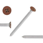 Brown Head 100 PCS #6X1-1/2(1.5 inch) Stainless Steel Phillips Flat Head Wood Screws,Stainless Steel 18-8 A2(304) Screw,Home Screw Kit by QISHENG