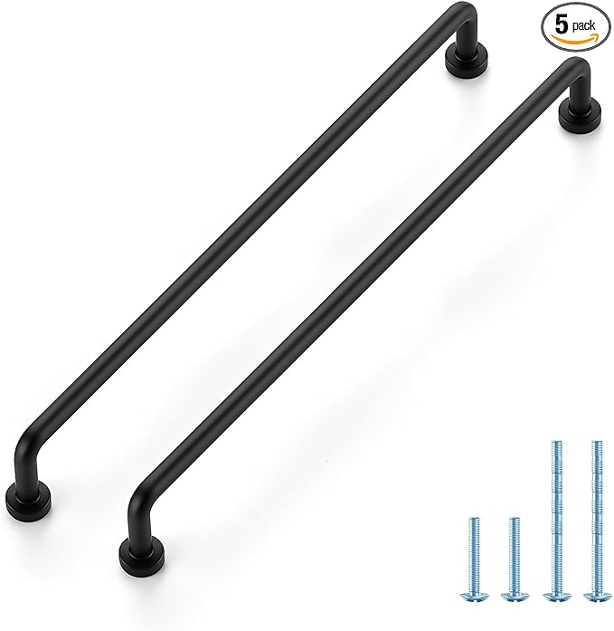 JOY DECOR Cabinet Pulls – 8-3/4 Inch Hole Center, Matte Black, 5 Pack, Zinc Alloy Cabinet Handles for Drawers & Cupboard – Vintage Style Hardware for Kitchen, Bathroom, Dresser, Furniture Makeover