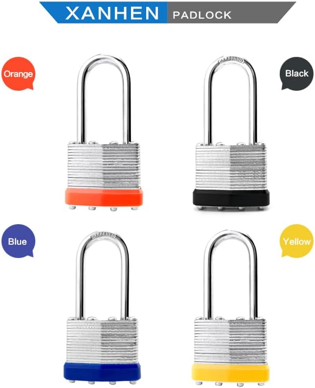 Keyed Alike Laminated Steel Padlocks with Long Shackle for Sheds, Fences & Lockers (24-Pack)