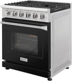 30 inch Professional Freestanding Pro-Style Natural Gas Range or Liquid Propane Gas Range with 5 Burners, 4.55 cu.ft. Oven Capacity, in Stainless Steel - KOS-30RG03M (Black)