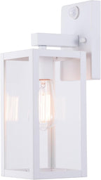 GRUENLICH Dusk to Dawn Large Outdoor Wall Lantern, PIR Motion Sensor Wall Sconce, E26 Base Max 60W, Metal Housing Plus Glass, White Finish, Bulb Not Included, 2-Pack