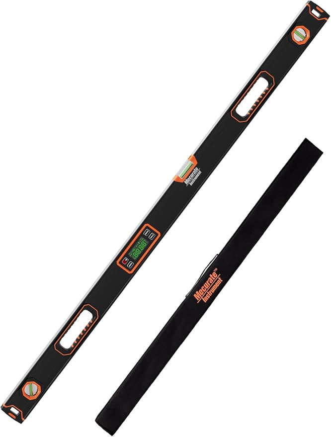 Mecurate 48-Inch Digital Level, Professional Smart Precision Torpedo Level Tool, Bright LCD Display, Audible Alerts, Magnetic Bottom, Dust Water Resistant, with Carrying Case