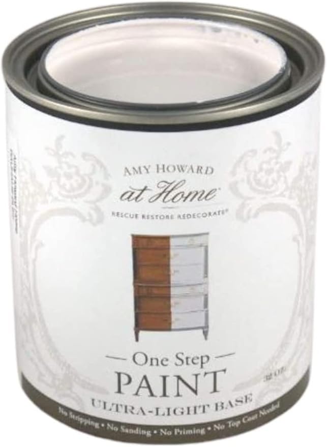 AMY HOWARD AT HOME Chalk-Based One Step Paint for Furniture, Cabinetry, Decor, Finish, and More | No Stripping, Sanding, or Priming | Ultra-Light Base | 16 Ounce | Ballet White