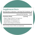 Pattern Wellness Ashwagandha Complex for Men & Women - KSM-66 & Black Pepper Extract - Whole Body & Heart Health - Supports Stress & Mood - Non-GMO - 60 Vegan Capsules