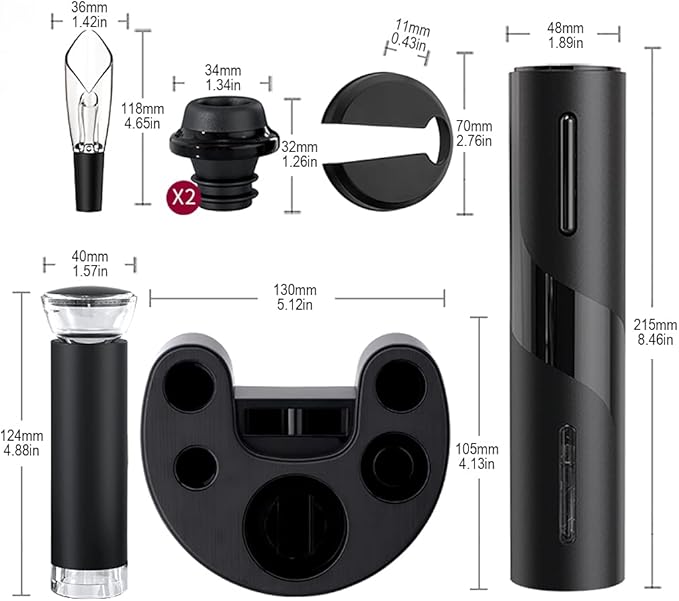 AIKARO - Electric Wine Bottle Opener Automatic Electronic Corkscrew, Rechargeable (Base Set)