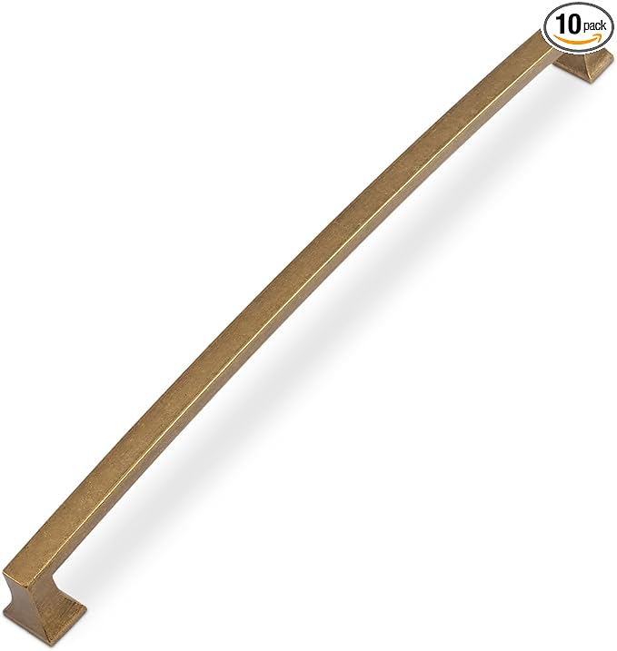 COTYKILEY 10 Pack 10 Inch(254mm) Antique Brass Kitchen Cabinet Handles Cabinet Pulls Vintage Drawer Pulls Aged Gold Bronze Kitchen Cabinet Hardware