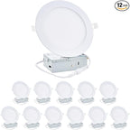 12 Pack 4 Inch Ultra-Thin LED Recessed Ceiling Light, 5CCT LED Recessed Light with Junction Box, 2700K-5000K Selectable, 9W, 120V, 750LM, ETL FCC