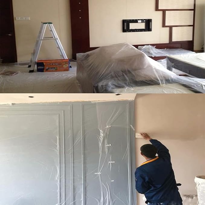 35 Pieces Plastic Drop Cloth, Multiple Waterproof Cloth Sheets for Painting, Dust-Proof and Rustproof, 35 Pieces 9x12 Feet Tarp, Furniture Cover