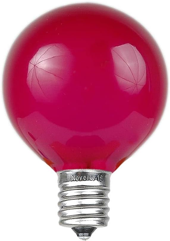 Novelty Lights 25 Pack G40 Pink Outdoor Globe Bulbs, Light Bulbs Glass Incandescent Bulbs with 3000 Hour Lifespan, Globe String Lights Replacement Bulbs