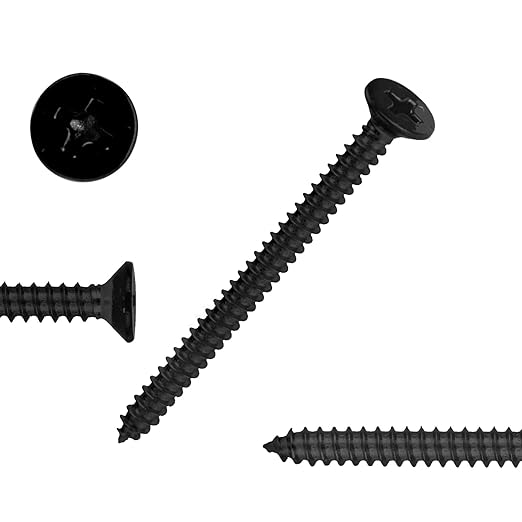 Black Oxide 100 PCS #6X1 Stainless Steel Phillips Flat Head Wood Screws,Stainless Steel 18-8 A2(304) Screw,Home Screw Kit by QISHENG