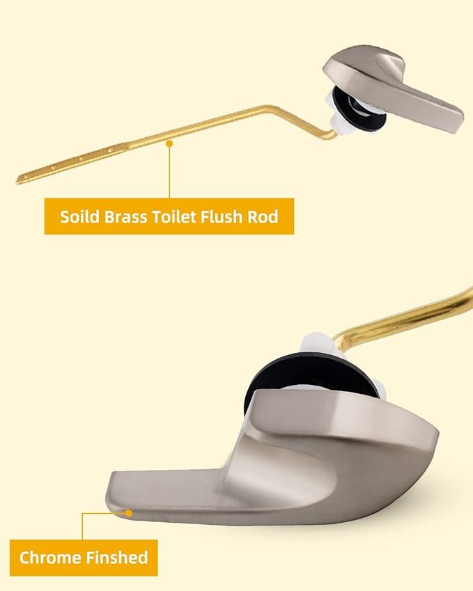 2 Pack Universal Brass Toilet Handle Replacement Kit, Side/Angle Mount Toilet Flush Handle Compatible with Kohler K-GP30324-CP/TOTO/American Standard, Stainless Steel Flapper Chain, Brushed Nickel
