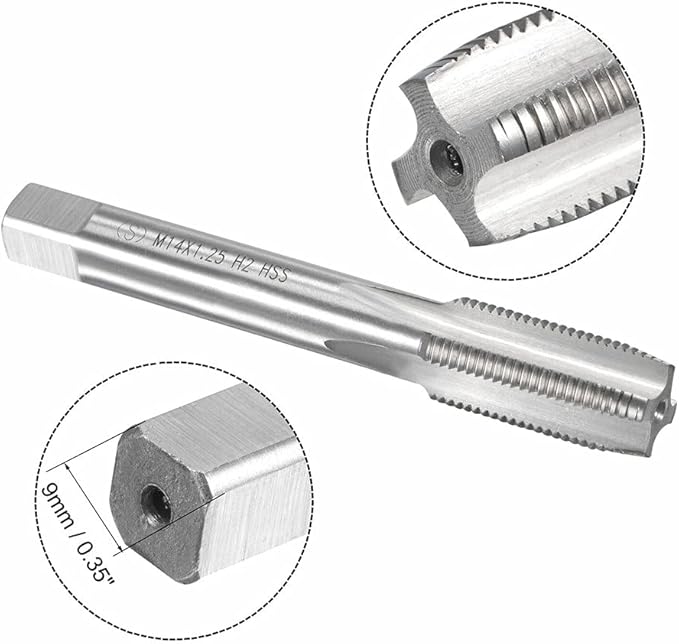 14mm x 1.25 HSS Metric Tap and Die Set Right Hand Thread,Tapping DIY Tool 3pcs (M14 x 1.25mm)