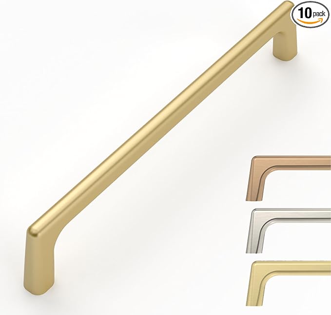 10 Pack 6.25 Inch Gold Cabinet Handles - Kitchen Hardware Pulls for Cabinets