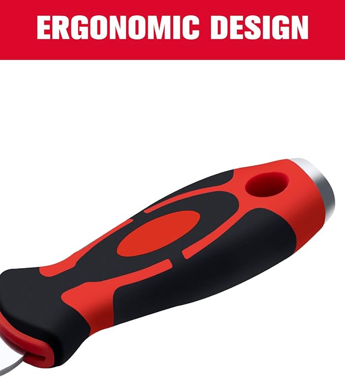 ROTATION Extra Thick Scraper Set, 4 piece, Soft Grip, Heavy Duty, Scraper with Hammer End, Stainless Steel Putty Knife