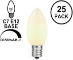 Novelty Lights 500 Case C7 Outdoor Ceramic Christmas Replacement Bulbs, White, C7/E12 Candelabra Base, 5 Watt
