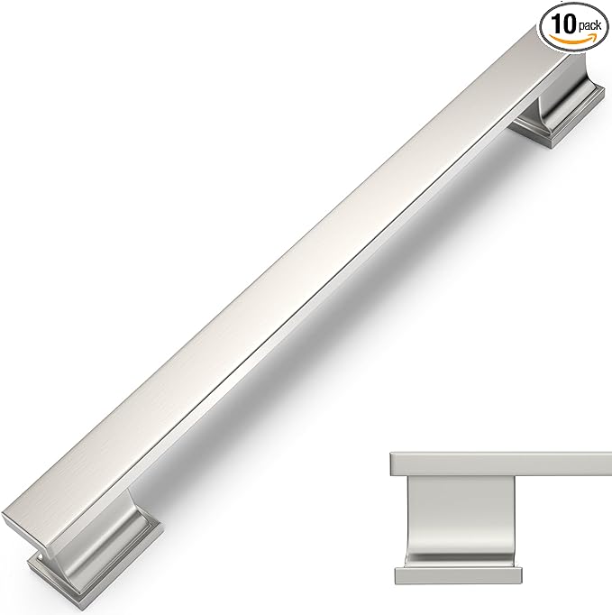 COTYKILEY 10 Pack 9 Inch(228mm) Brushed Satin Nickel Cabinet Handles Kitchen Cabinet Pulls Cabinet Door Handles Kitchen Cabinet Hardware