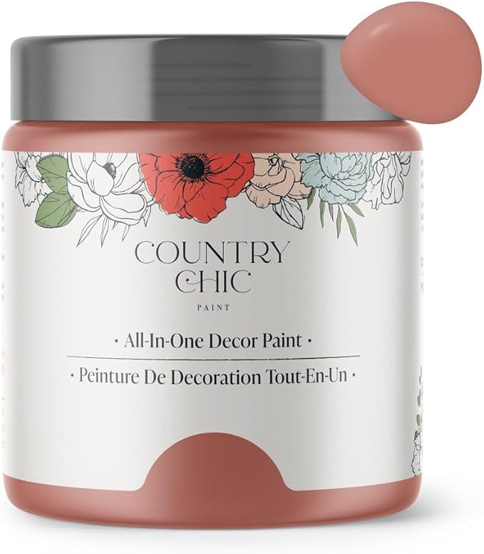 Country Chic All-in-One Chalk Paint for Furniture, Cabinets, Home Decor, Eco-Friendly, Matte Finish, Built-In Primer & Top Coat for Wood, Metal - Peachy Keen (Coral Pink) - 8 oz (237 ml)