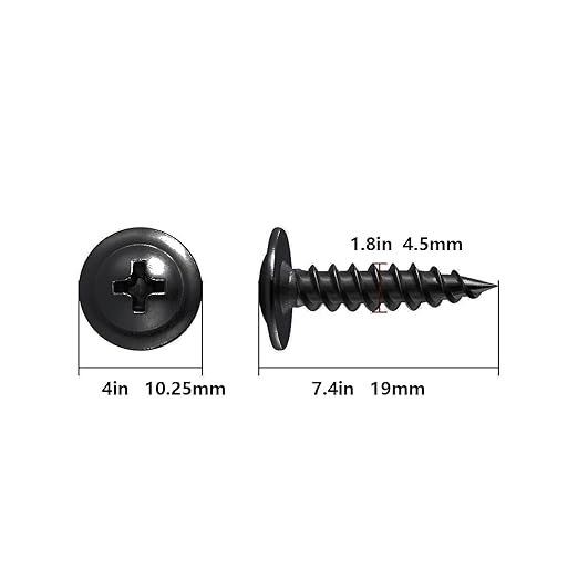(300 pcs) Wensilon #10×3/4" Black Phillips Truss Head Wood Screws Quick Metal Self Tapping
