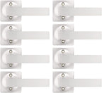 GOBEKOR 8 Pack Dummy Door Handles Brushed Nickel Single Dummy Door Levers Square Lever Door Handles for Closet Keyless Interior Door Handles