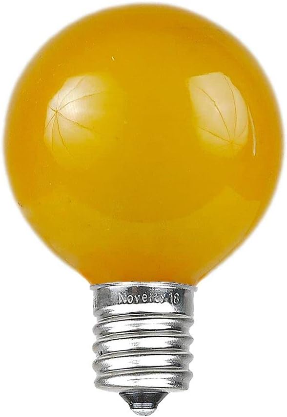 Novelty Lights Incandescent G50 Globe Replacement Bulbs - Outdoor Individual Bulbs for Events, Holiday Parties, Patios, and More - E17/C9 Intermediate Base, 7 Watt Lights (Yellow, 25 Pack)