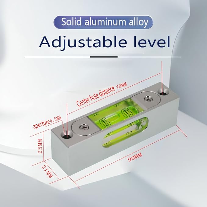 High precision aluminum alloy metal adjustable level bubble small square bar luminous magnetic length 90 hole pitch 78MM