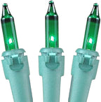 Novelty Lights 11 Feet 50 Bulbs Traditional Incandescent Mini Lights, Green on Green Wire with 2.5" Spacing, Commercial Grade and UL Listed for Indoor/Outdoor Use, End-to-End Connectable
