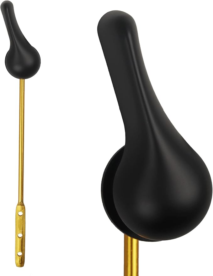 Toilet Handle Replacement Kit, Toilet Flush Handle with Stainless Steel Flapper Chains, Universal Toilet Lever for Most Front Mount Toilets, Matte Black Toilet Flush Lever